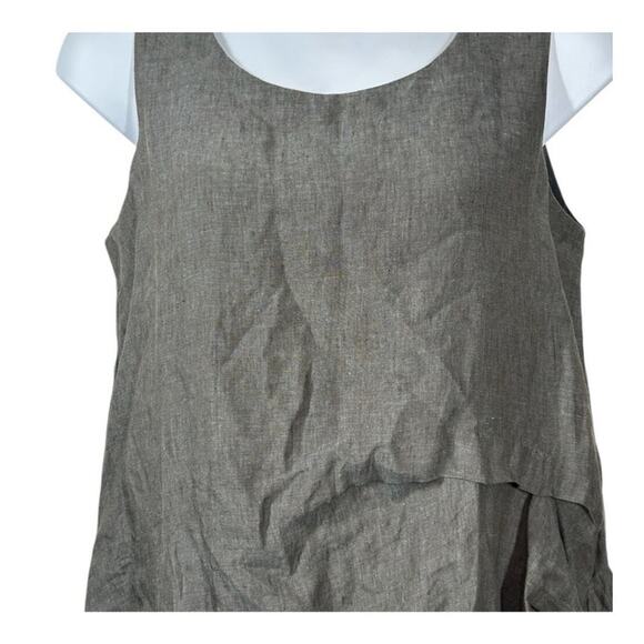 Chalet Sleeveless Gray Linen Tiered Bubble Hem Sundress Size Large - Picture 4 of 15